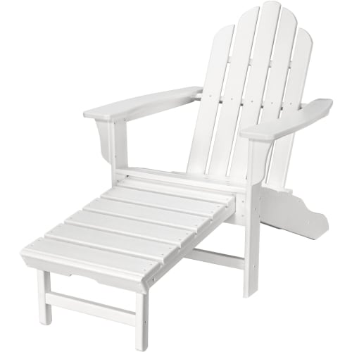 Cape Soleil, Verde Adirondack Chair with Attached Ottoman in White